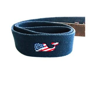 Vineyard Vines Needlepoint Flag Whale Belt